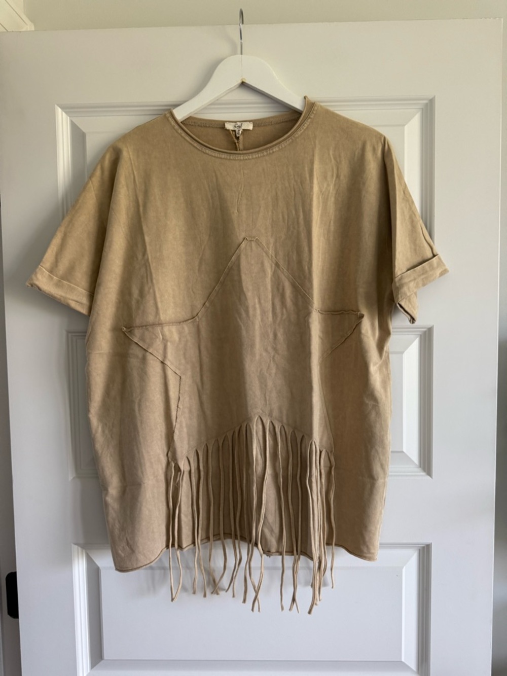 Easel Western Star Patch Fringe Rodeo Top NWT